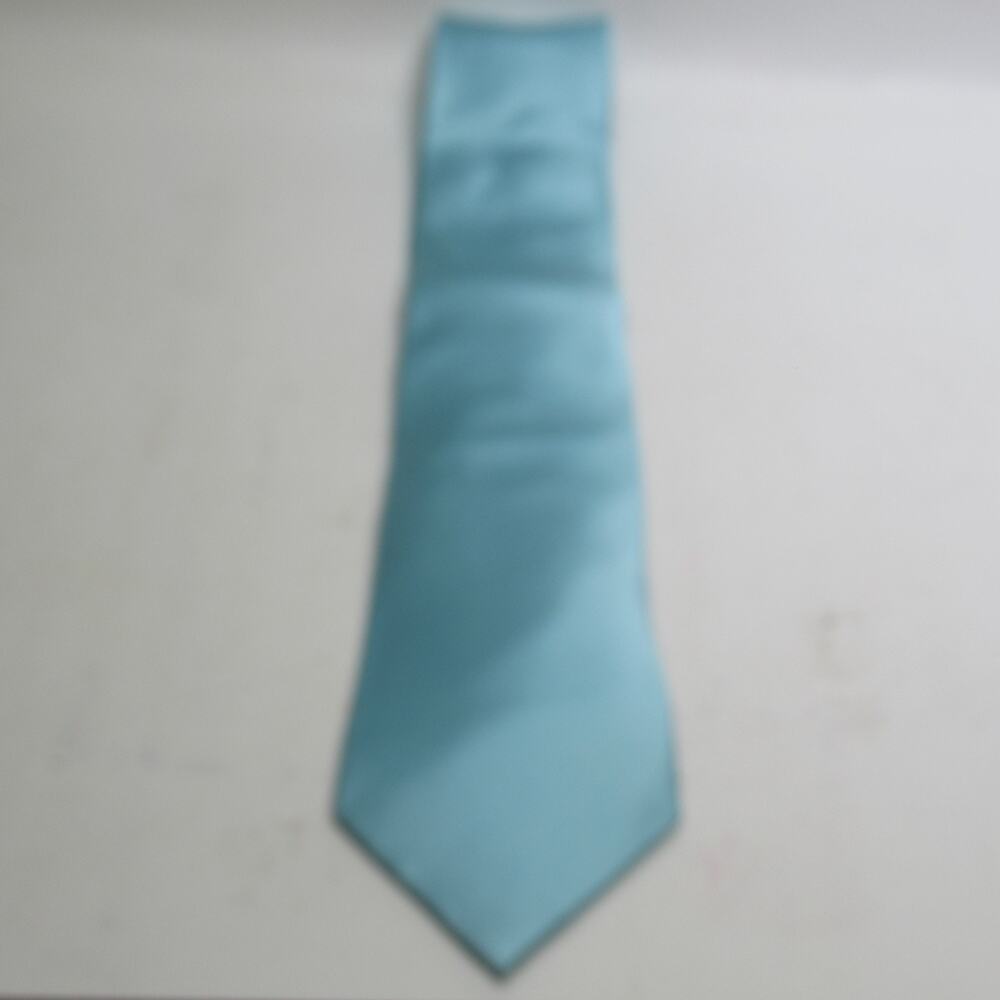 Countess Mara Neck Tie Mens 58 in Silk Light Blue Solid Sheen Lined Handmade